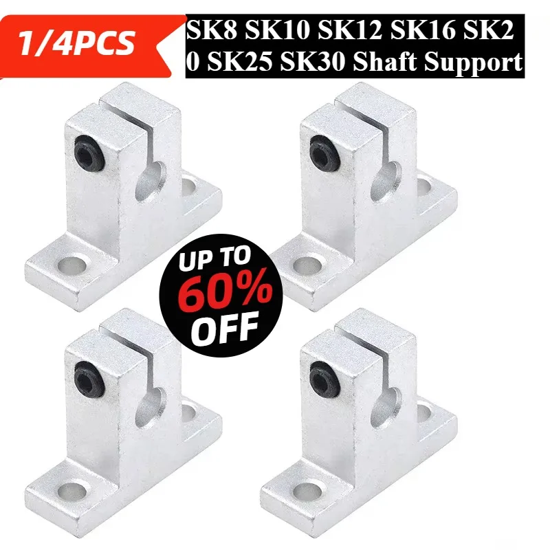 

1 4pcs/lot Sk8 Sk10 Sk12 Sk16 Sk20 Sk25 Sk30 8mm Linear Bearing Rail Shaft Support Xyz Table Cnc Router Sh8a 3d Printer Part