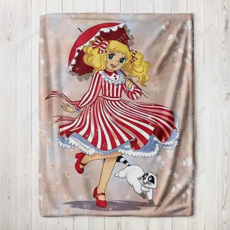 Anime Candy Blanket, All-Season Comfort Wrap for Sofa Office Travel - Digital Print Glam Style Ideal Christmas Birthday Gift