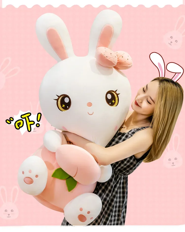 50/65/80 cm Nette Pfirsich Kaninchen Plüsch Spielzeug Kissen Kawaii Gefüllte Weiche Tier Hase Puppe Baby Kinder Spielzeug geburtstag Geschenk Geschenk für Mädchen