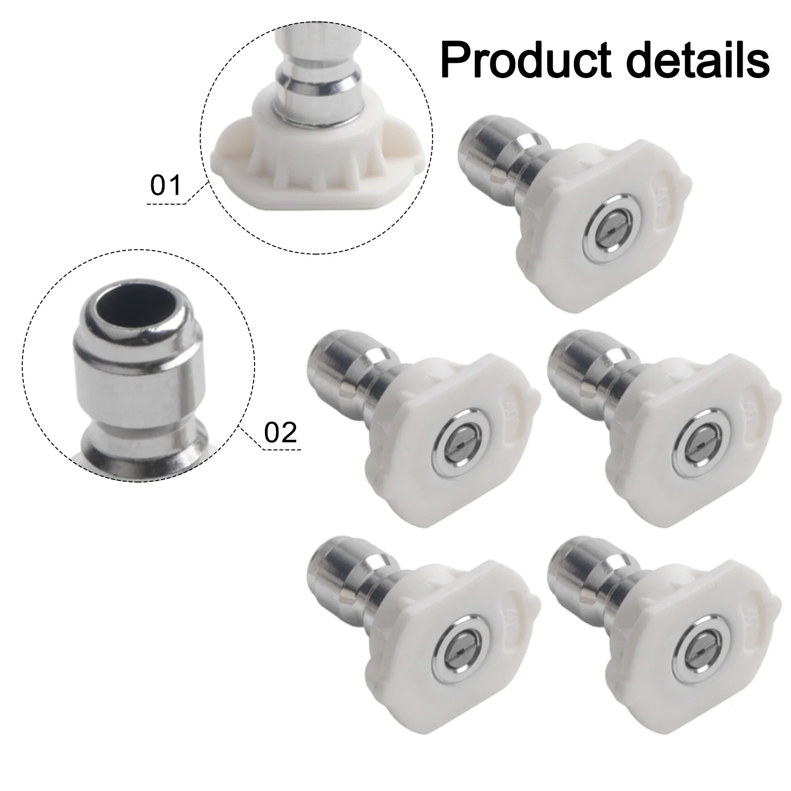 5 Pack 40 Degree Fan Nozzle Tips for Pressure Washers with 1/4 Inch Quick Connect Compatibility Up to 4350 PSI