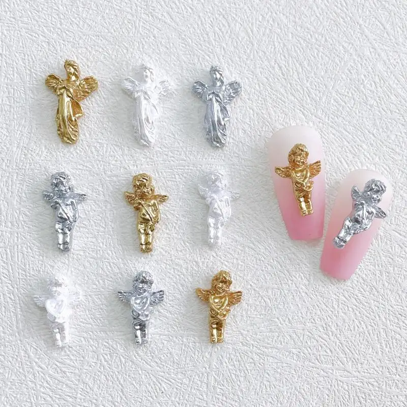 50pcs 50PCS Retro Relief Cupid Nail Art Decoration Resin Baroque Angel Series Nail Charms for Handmade DIY Manicure Accessories