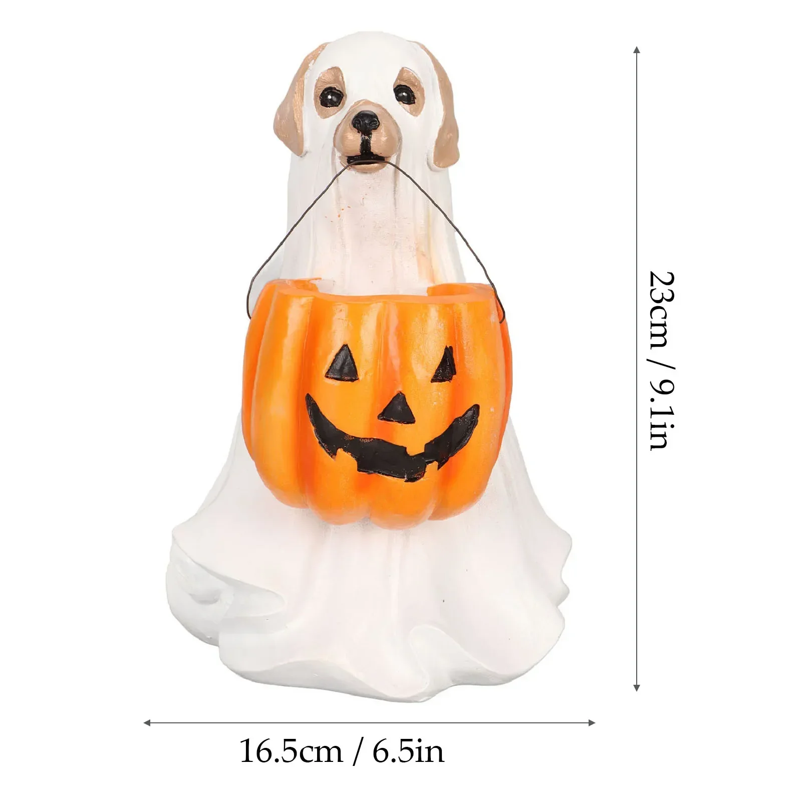Adorable Dog Ghost Statue 2025 Halloween Decoration Sculpture Resin Craft Halloween Figurine Ornament for Home Holiday Decor