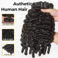 12A Burmese Curly Hair Bundles Burmese Virgin Raw Human Hair Bundles Unprocessed Weaving Water Wave Curly Hair Extensions 32In 3