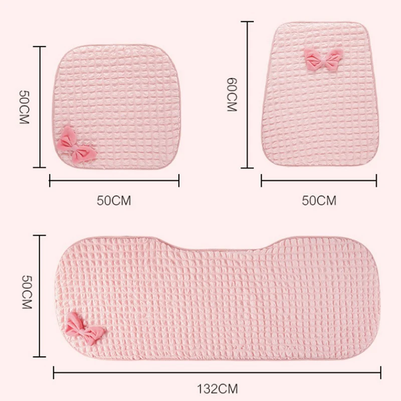NEW Cute Car Seat Cover Women Universal Breathable Puff Fabric Bowknot/Flower Pink Interior Protector Auto Accessories Pillow