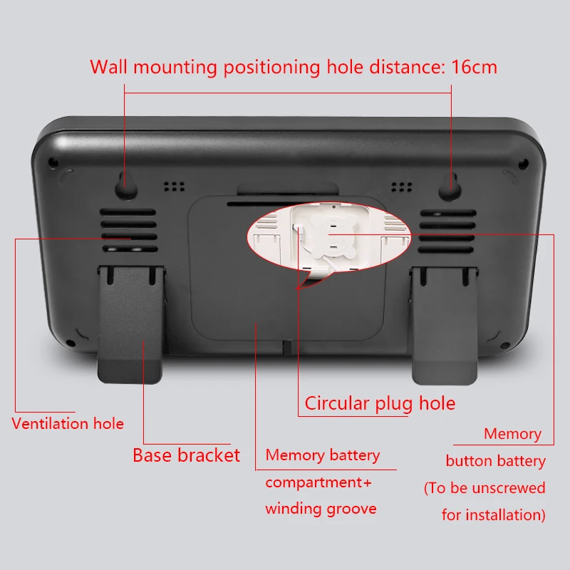 1pc, Large Digital Wall Clocks,  LED Display Digital Alarm Clock, LED Oversized Electric Clock With Date, Week, Temperature, Adj
