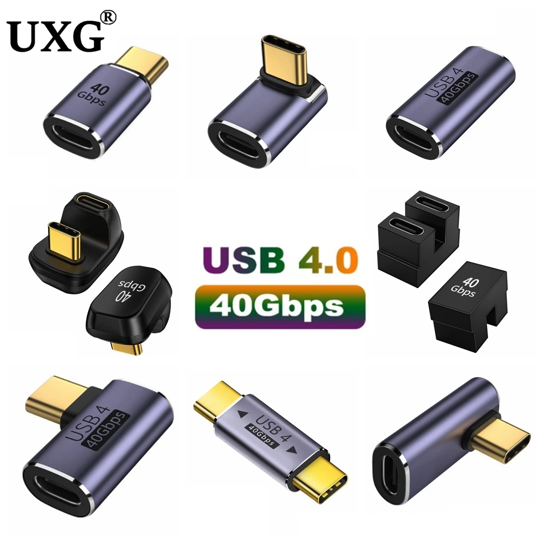 USB C Adapters U-Shape Angle Adapter Type C Female to Type C Male 40Gbps 10Gbps 5A Fast Data Adapter Converter Charging Adapters