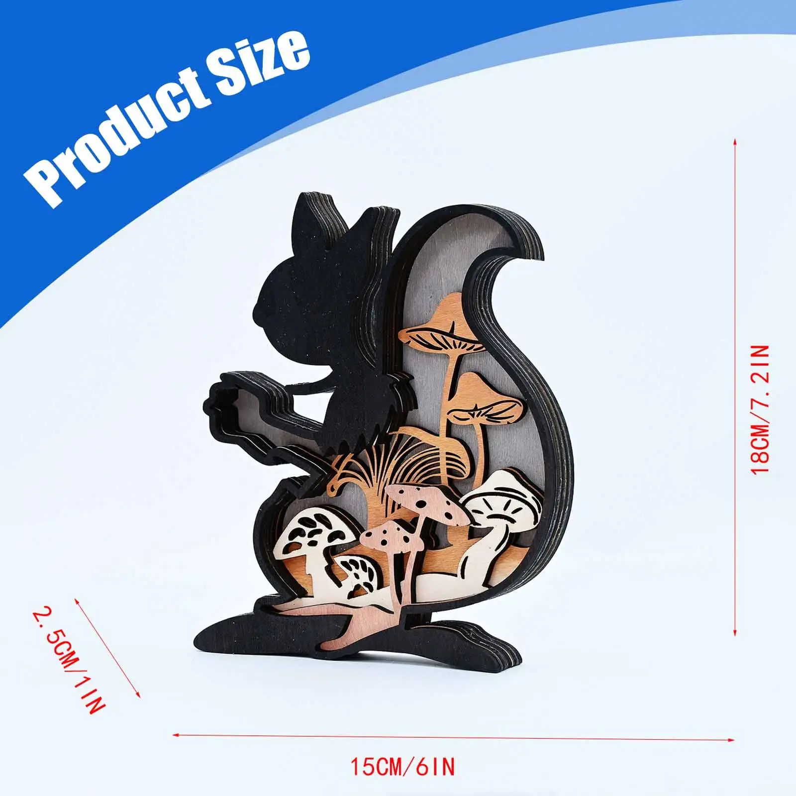 تمثال السنجاب لتزيين غرفة المعيشة، منحوتة خشبية سوداء داخلية #6