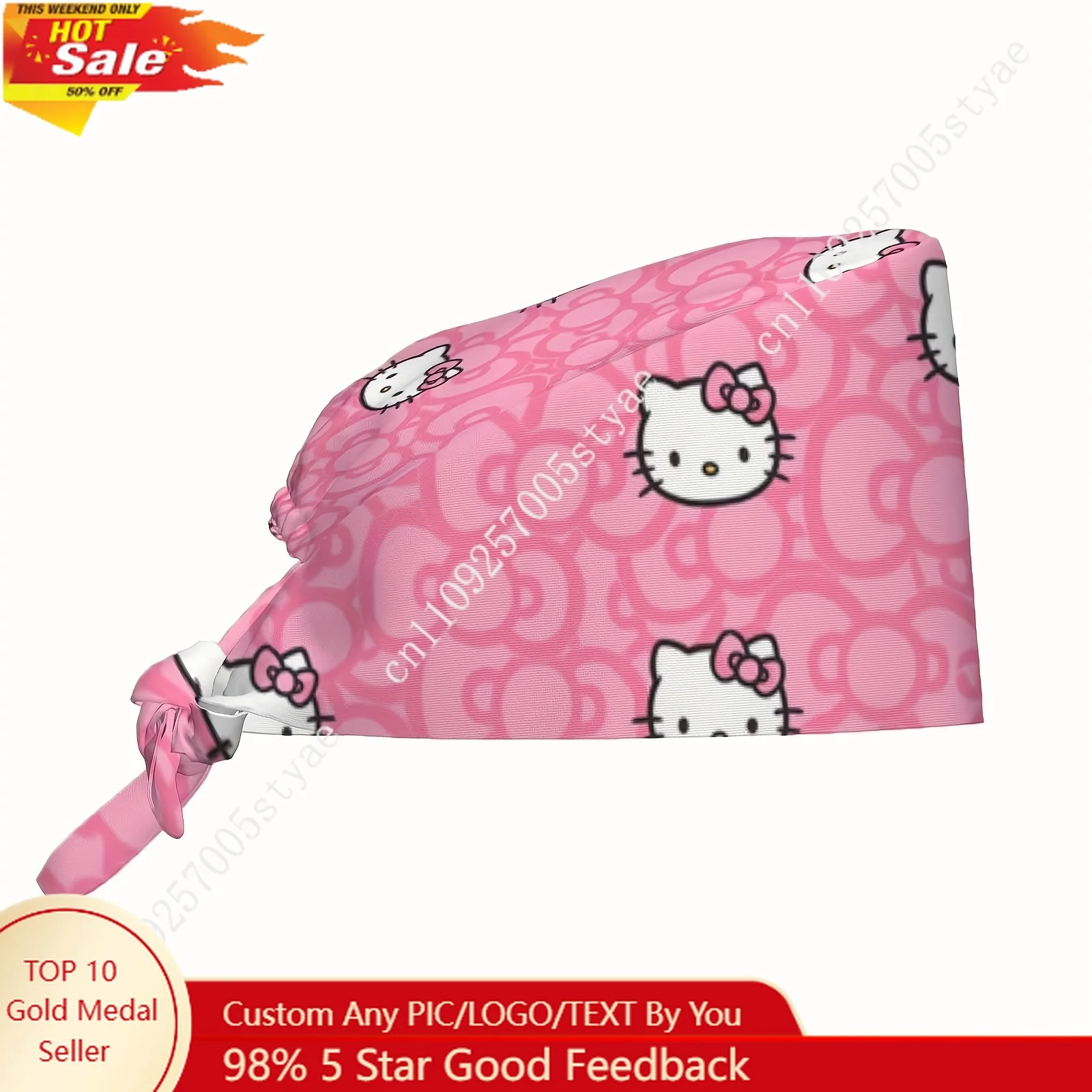 

Hello Kitty Pattern Drawstring Hip Hop Hat Girl's Unisex Fashion Print Hat Pink Family Hat Perfect for Daily Halloween Work