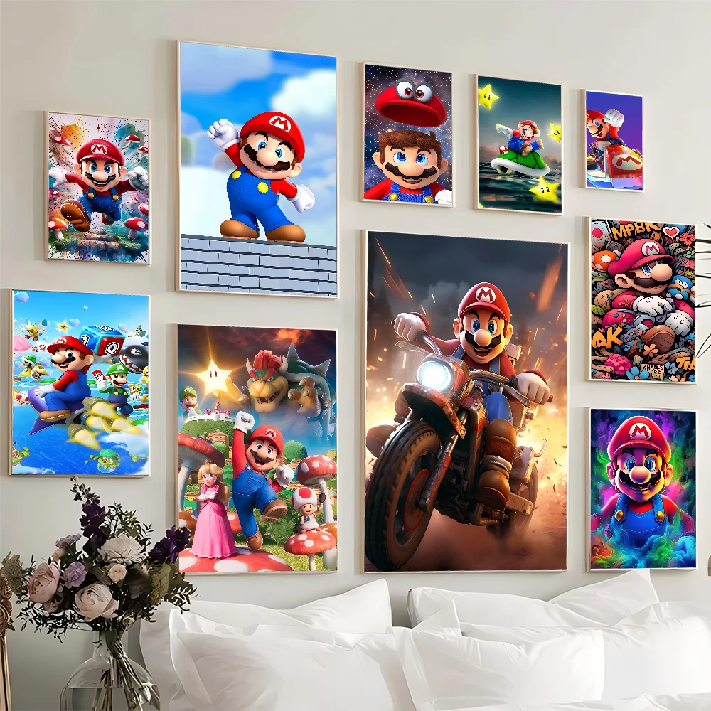 S-SuperS M-MarioS DIY Sticky Poster Whitepaper Prints Posters Artwork Vintage Decorative Painting