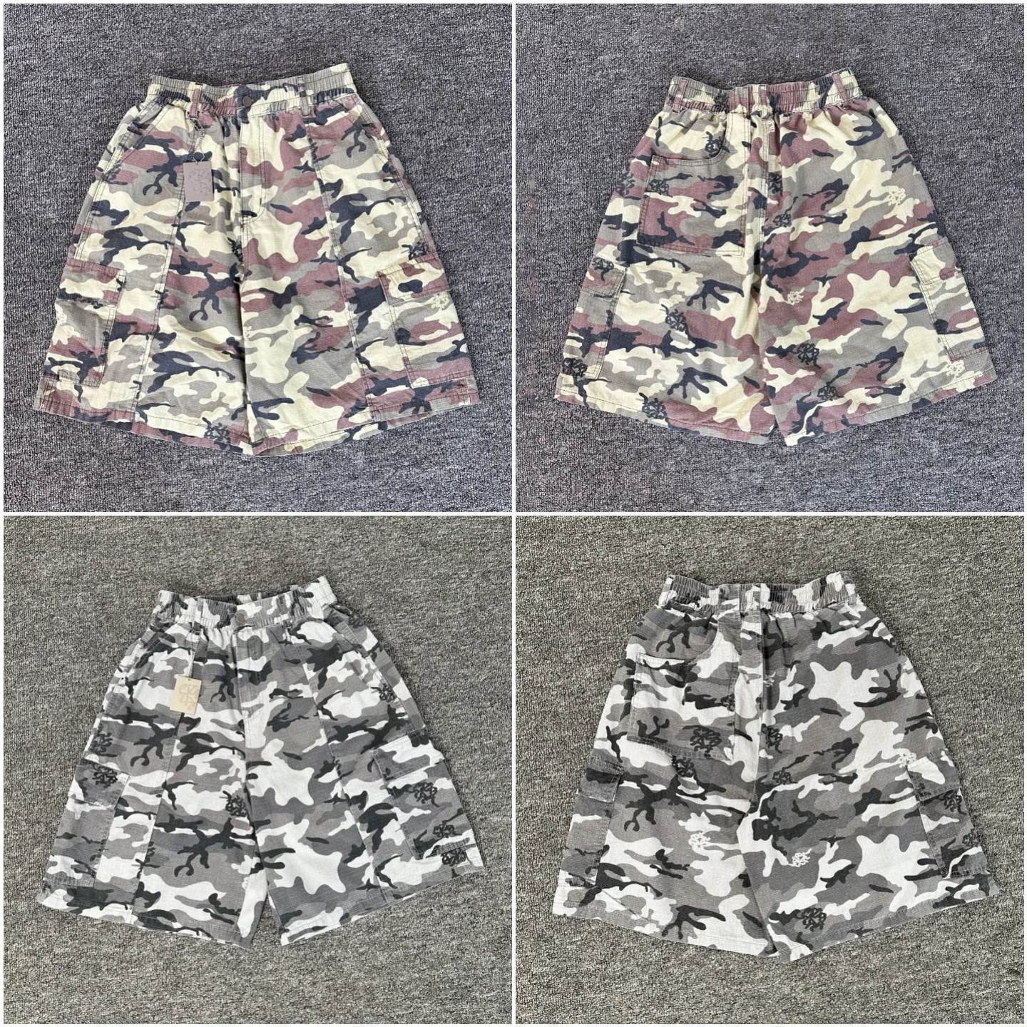 Loose Fit Camouflage Shorts Men's Women's Five-Pocket Workwear Lightweight Canvas Summer Shorts Casual Street Style
