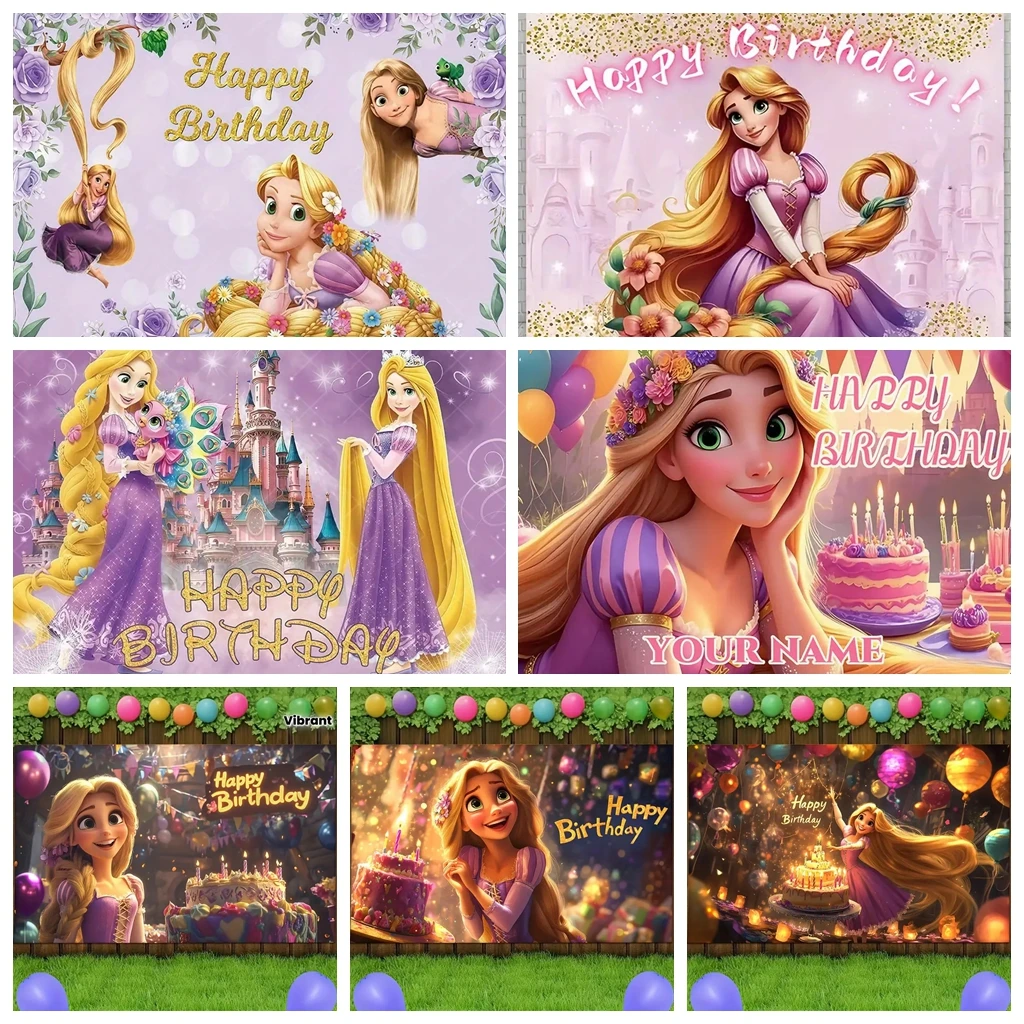 

Disney Rapunzel Background Cloth Castle Cake Elements Girl Birthday Party Baby Shower Decoration Customizable Photography Banner