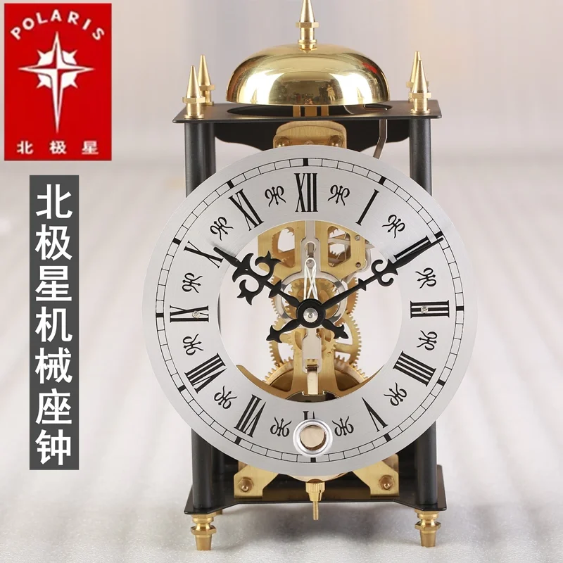 genuine pure copper living room striking clockwork openwork gear skeleton clock metal table bell base clock movement watch