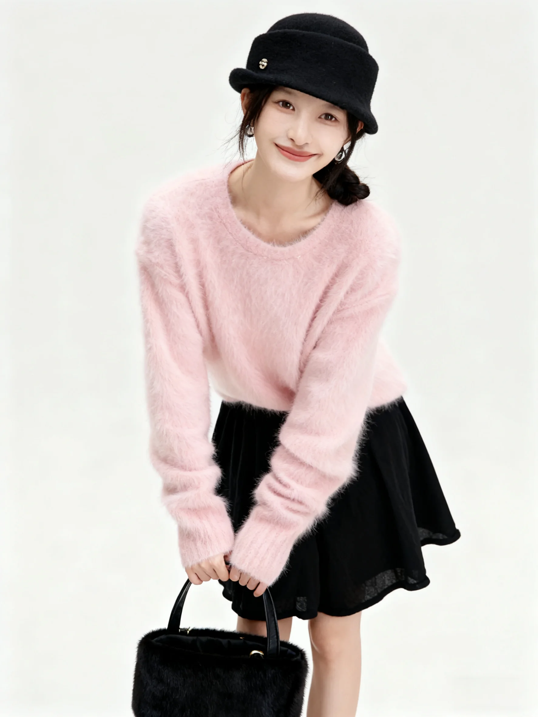 Chic Lazy Sle round Ne Maglione da donna Lungo Sve Autunno Inverno Faion Piccolo irt Pendolarismo Sle Vestibilità ampia Medio Softn