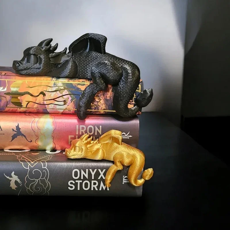 

Dragon Bookends Sleeping Dragon Bookshelf Decor 3D Print Sleeping Bookshelf Sitter Dragon Figurine For Bookshelf Vintage