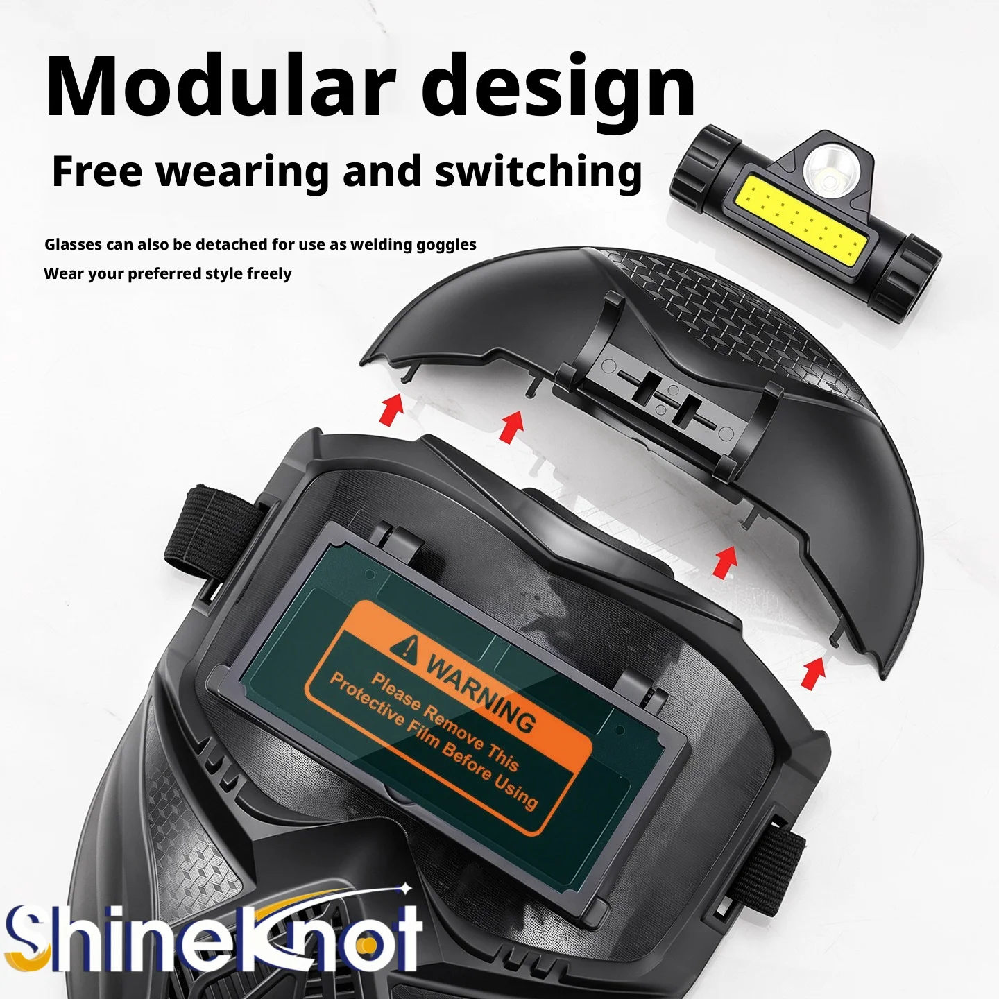 SHINEKNOT Special Labor Protection For Welders Welding Face Cover Head Mounted Automatic Dimming Detachable Welding Face Mask