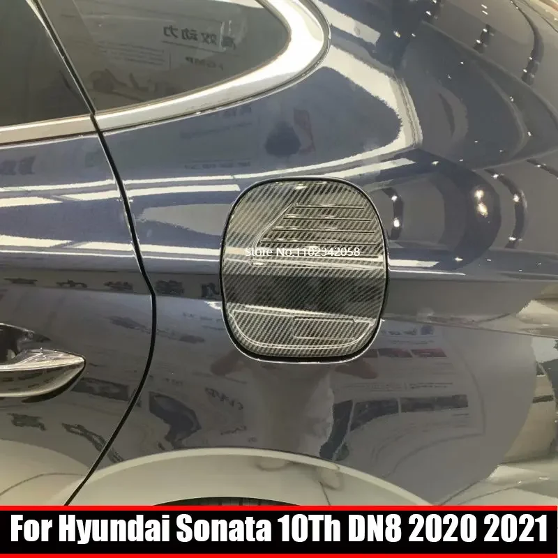 For Hyundai Sonata 10Th DN8 2020 2021 ABS carbonfiber Car Fuel Filler Tank Cover Oil Fuel Tank Cap Cover Decoration Sticker