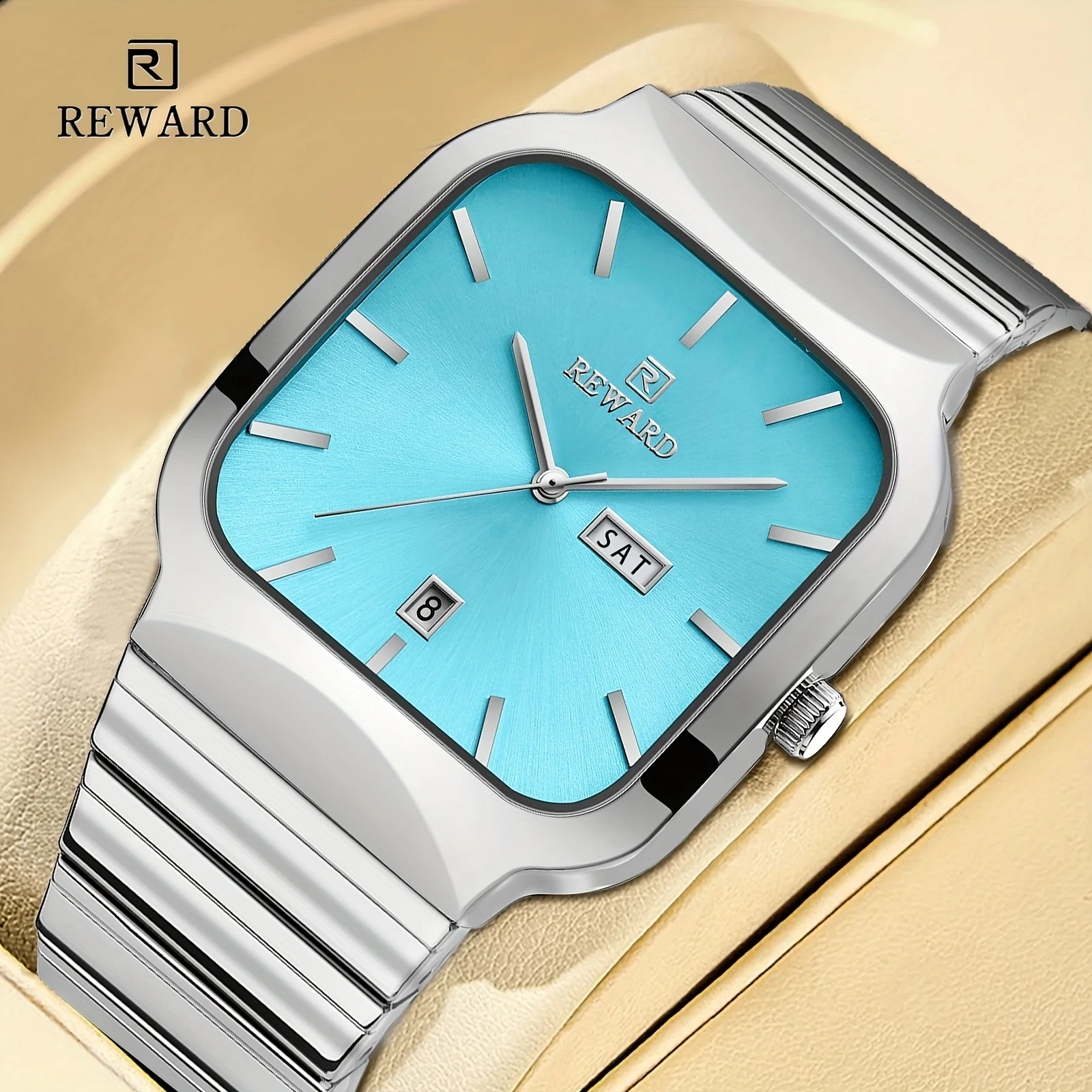 

REWARD 611264 Classic Square Men's Quartz Watch Waterproof Automatic Date Week Design Fashion Sports Business Watches for Man