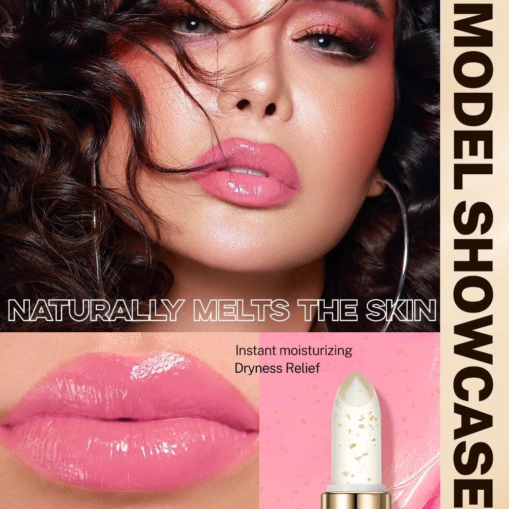 QIBEST Glitter Lipstick Transparent Lip Balm Warm Change Lipstick Moisturizing Pearlescent Temperature Changing Color Lip Stain