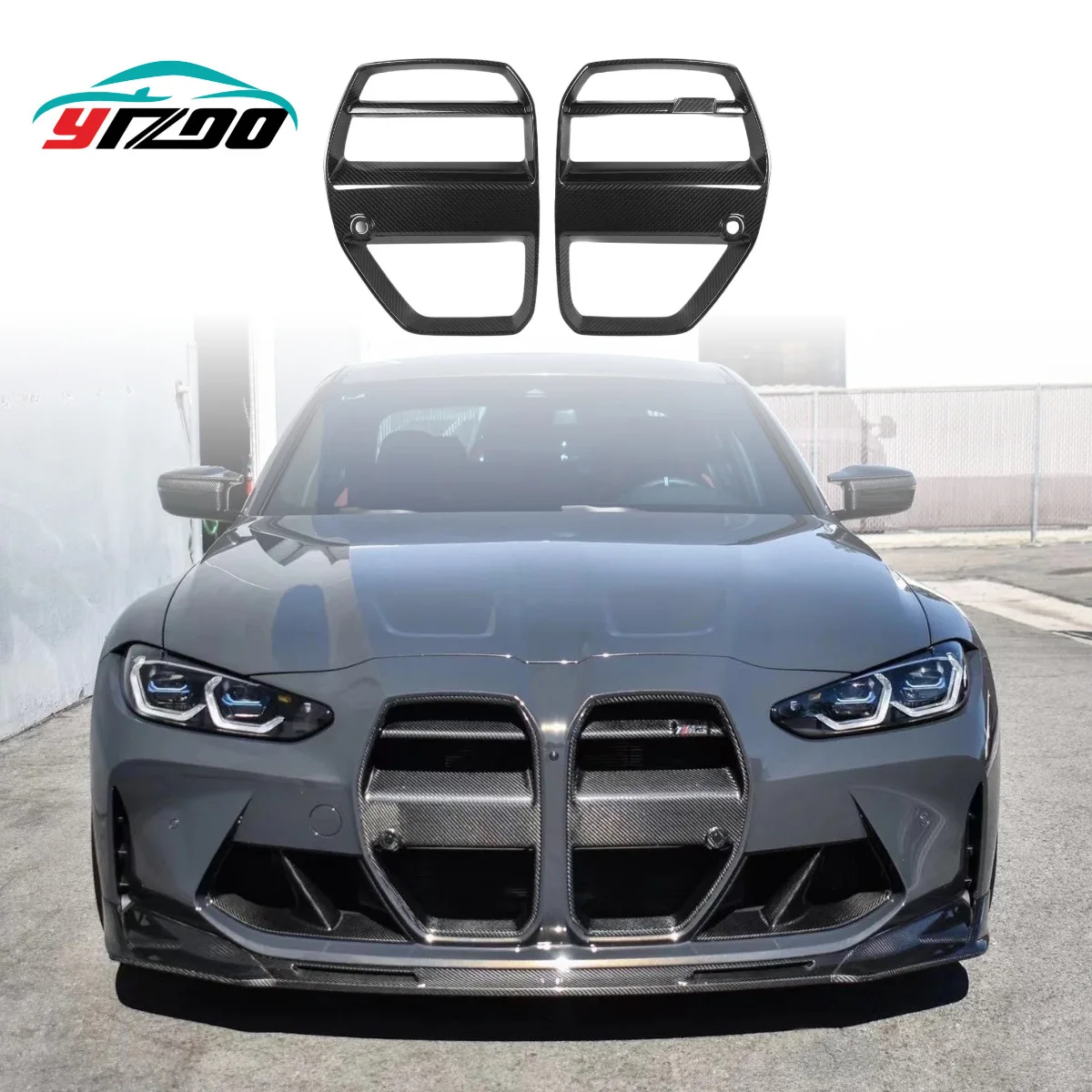 For 2020+ BMW M3 M4 G8X Modification and Upgrade V-style Dry Carbon Fiber Front Bumper with ACC Grille