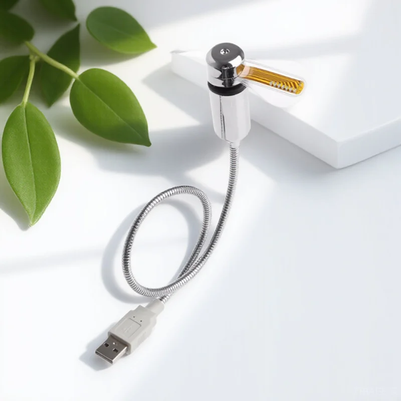 مروحة USB صغيرة مرنة، منفاخ هواء مكتبي محمول للكمبيوتر المحمول والكمبيوتر اللوحي والمكتب المنزلي وشاشة LED حمراء ومروحة USB مرنة