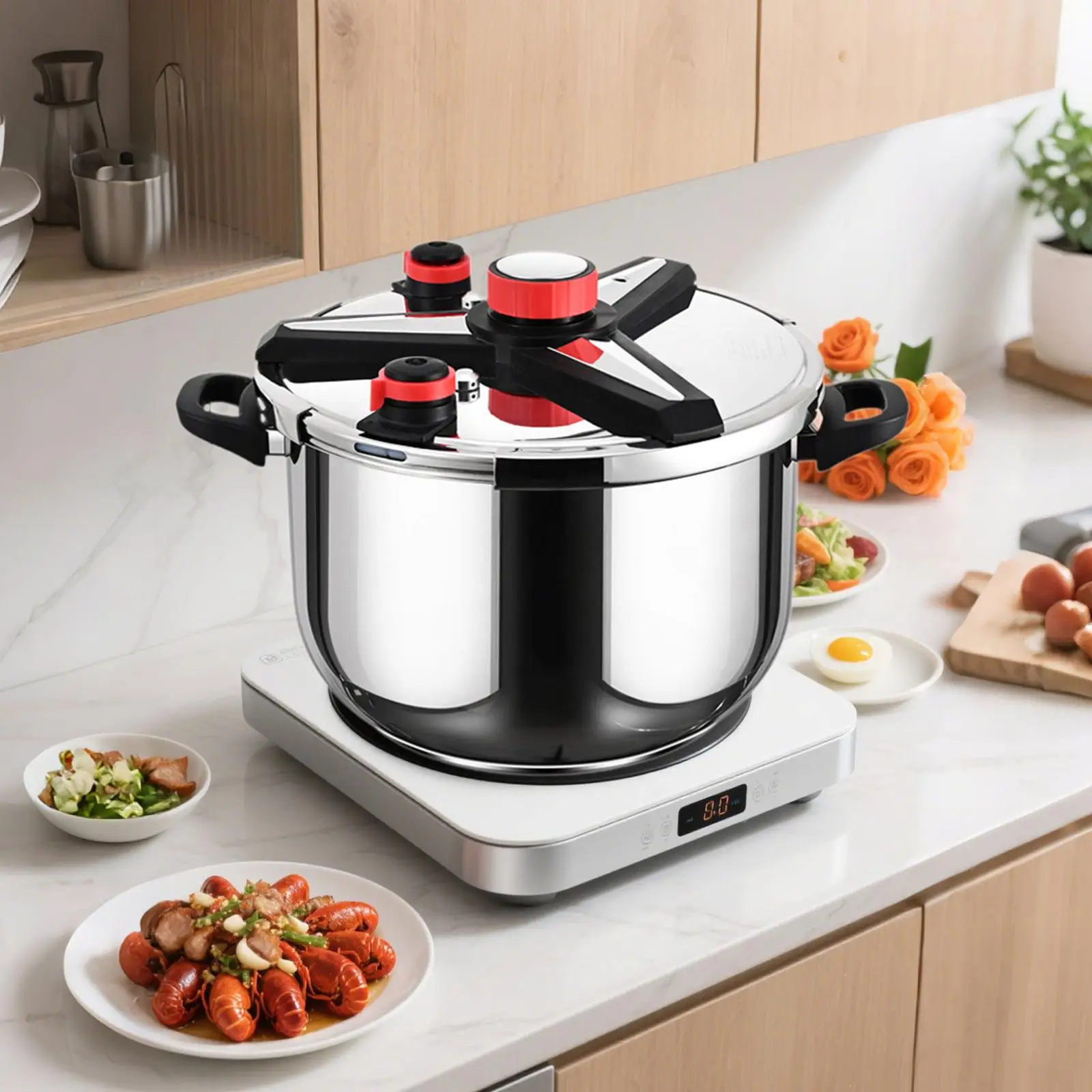 Kitchen Pressure Cooker High Pressure Pot Easy to Clean Multifunction Kitchen Cookware for Camping Kitchen Household Home
