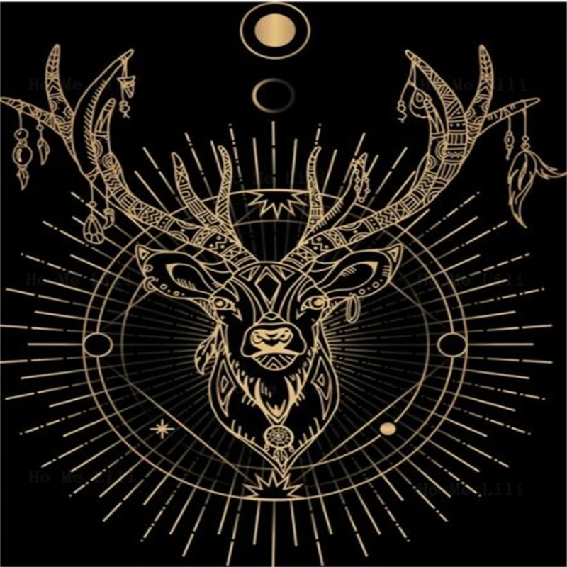 Black Devil Satan Pentagram Sacred Geometry Deer Mandala Spirit Animal Soft Close Skin Duvet Cover By Ho Me Lili Bedding Decor