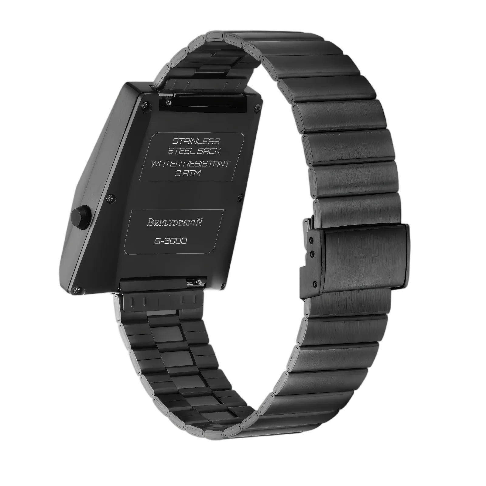 BENLYDESIGN Computron Men\'s  Watch with OLED Display Lift to Wake Feature Stainless Steel Band Cyberpunk Style S3000-C