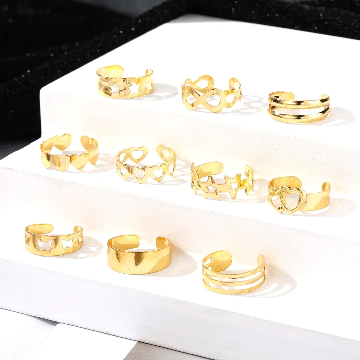 7/10/12Pcs Adjustable Toe Rings for Women Foot Ring Gold/Silver Color Metal Round Jewelry for Girl Summer Beach Barefeet Fashion view 5