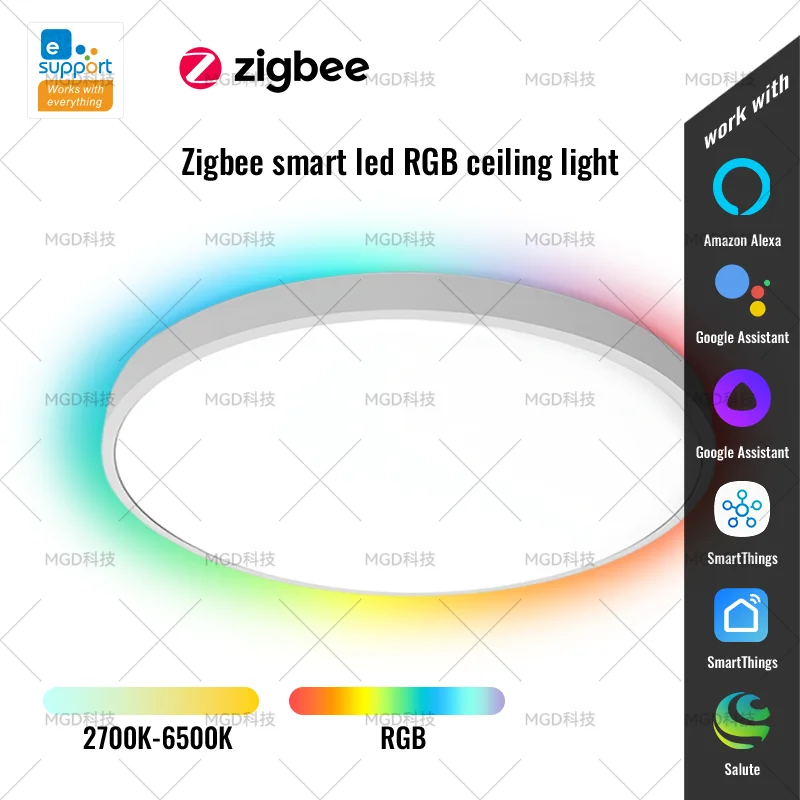 Ewelink Smart Led Zigbee3.0 RGB Ceiling Light 24W/36W Dimmable Ultra Thin Smart Voice Control work with APP Alexa/Google/Salute