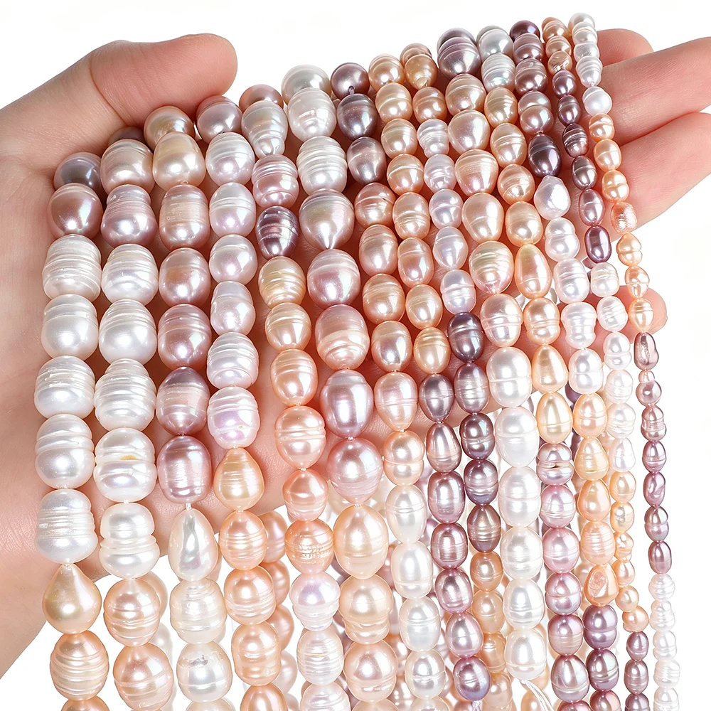 4-11mm Multicolor Rice Shape Pearls DIY Jewelry Making Natural Freshwater Loose Beads Vintage Handmade Bracelet Necklace Finding