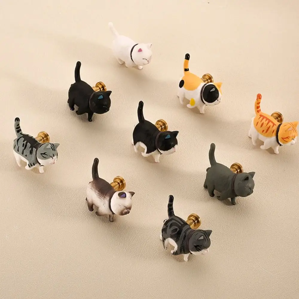 Hardware Decor Resin Cat Shape Drawer Knobs Lovely Cartoon Wardrobe Door Knob Handle Durable Multipurpose Hanging Hooks Cabinet