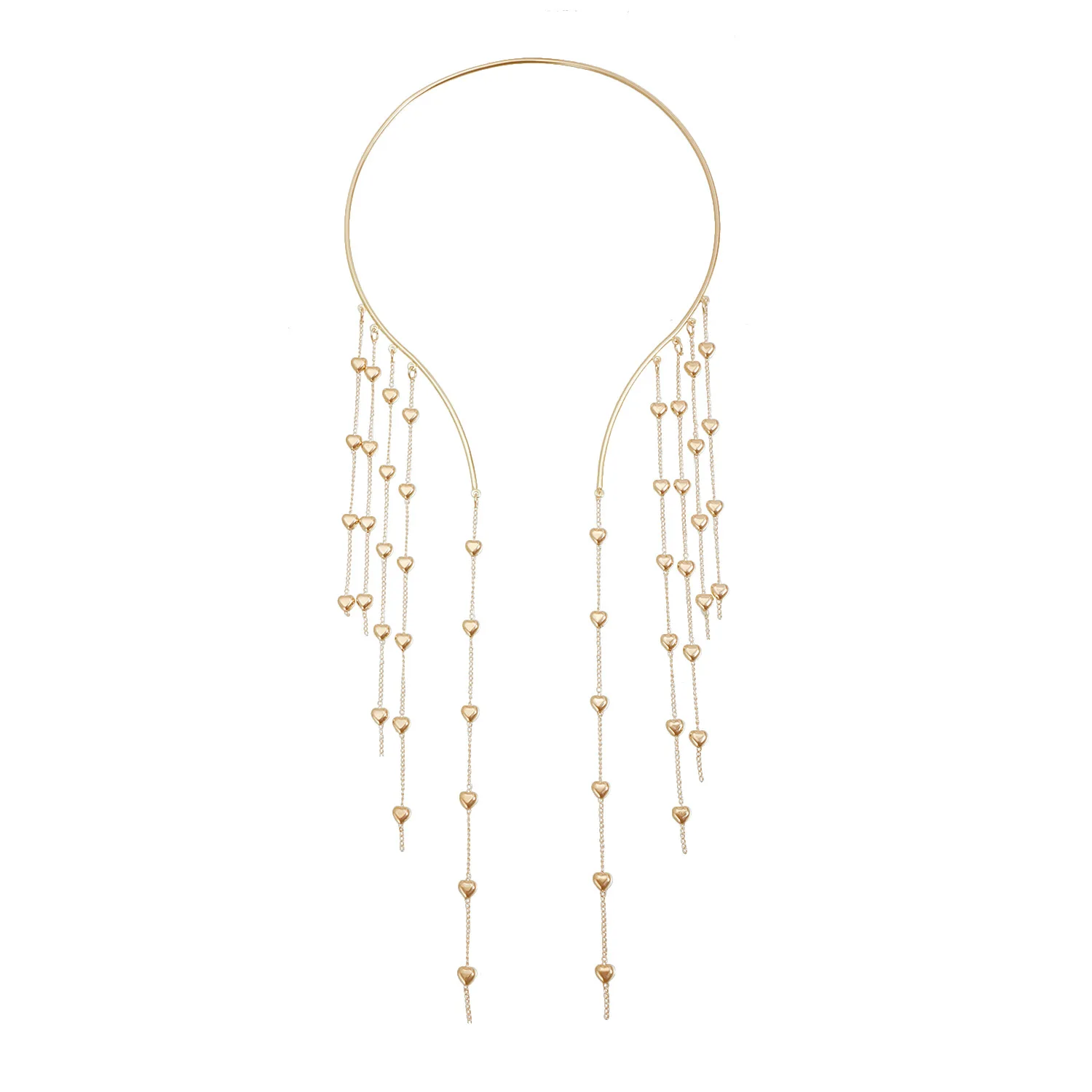 New trendy and fashionable personalized accessories Retro draping multi-layered heart tassel necklace for women