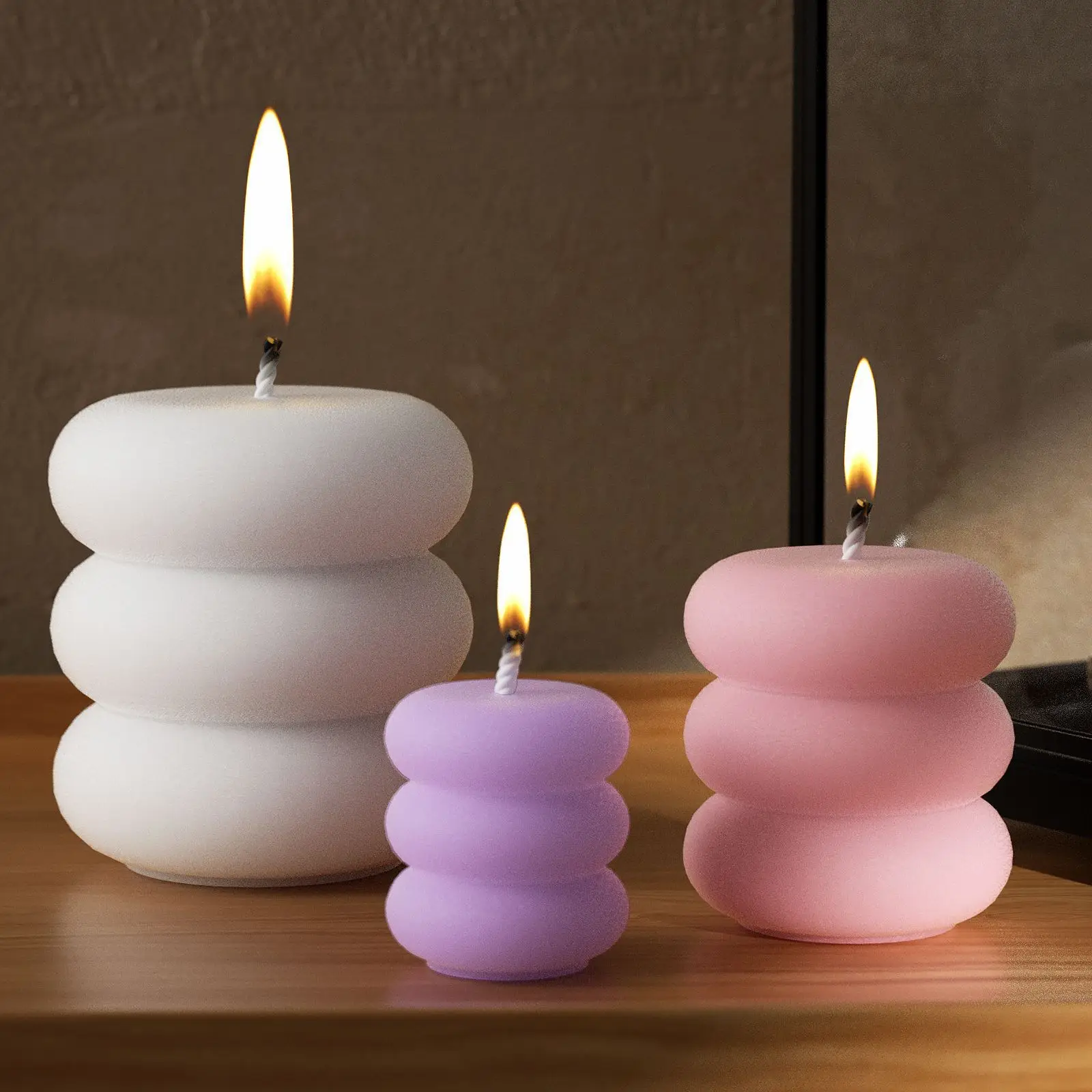 Creative Stacked Circle Scented Candle Mold Geometry Round Tower Candlestick Making Tool DIY Three Layer Donut Home Decor Gifts