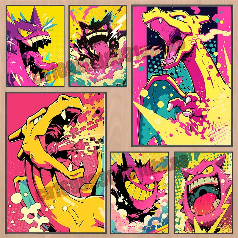 

Anime Pokemon Pikachu Lucario Eevee Zeraora Gengar GardenevoirHD Poster Frameless Canvas Painting Studio Background Wall Gift