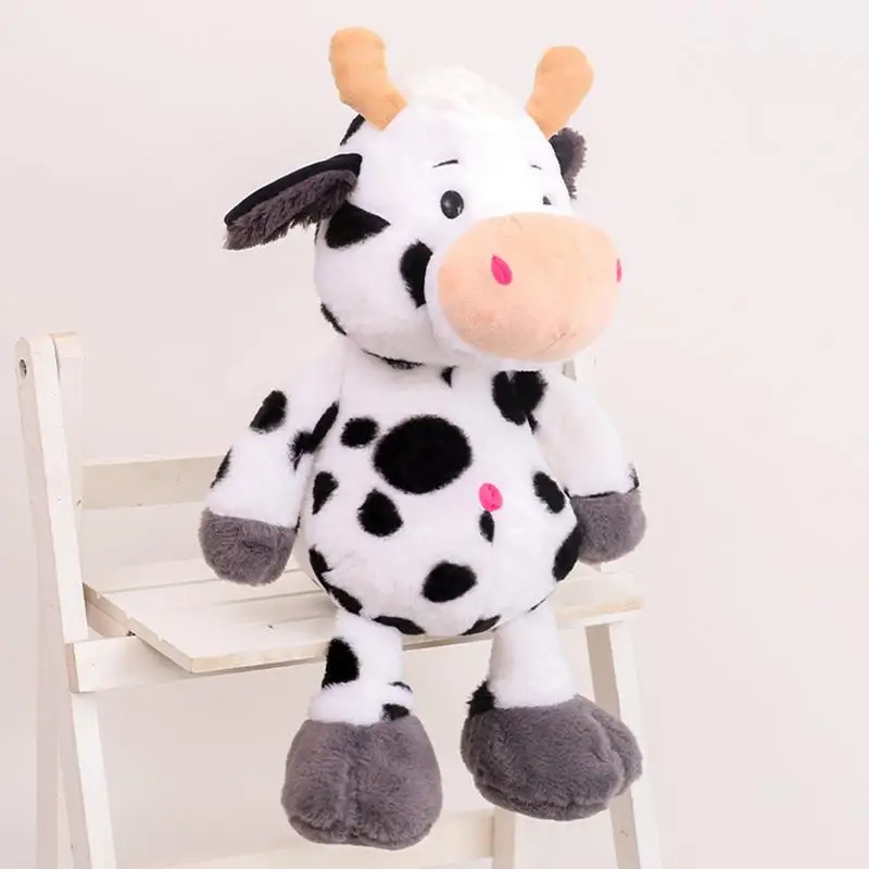 Vaca brinquedo de pelúcia de pelúcia vaca animal plushie brinquedo macio vaca dormir abraçando travesseiro de pelúcia macio bonito vaca boneca para meninos da criança crianças