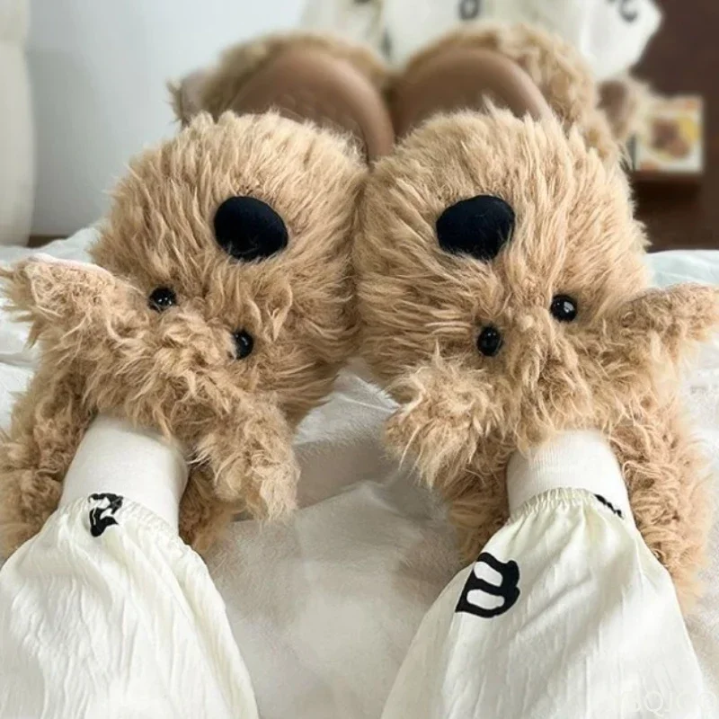 

New Creative Dog Soft Bottom Cotton Slippers for Autumn and Winter Women's Home Warm and Comfortable Indoor Cotton Shoes
