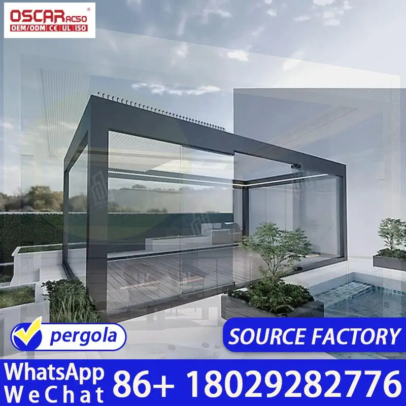 

Modern Outdoor Garden Motorized Louvered Shade Bioclimatic Automatic Aluminum Retractable Roof Pergola pergola