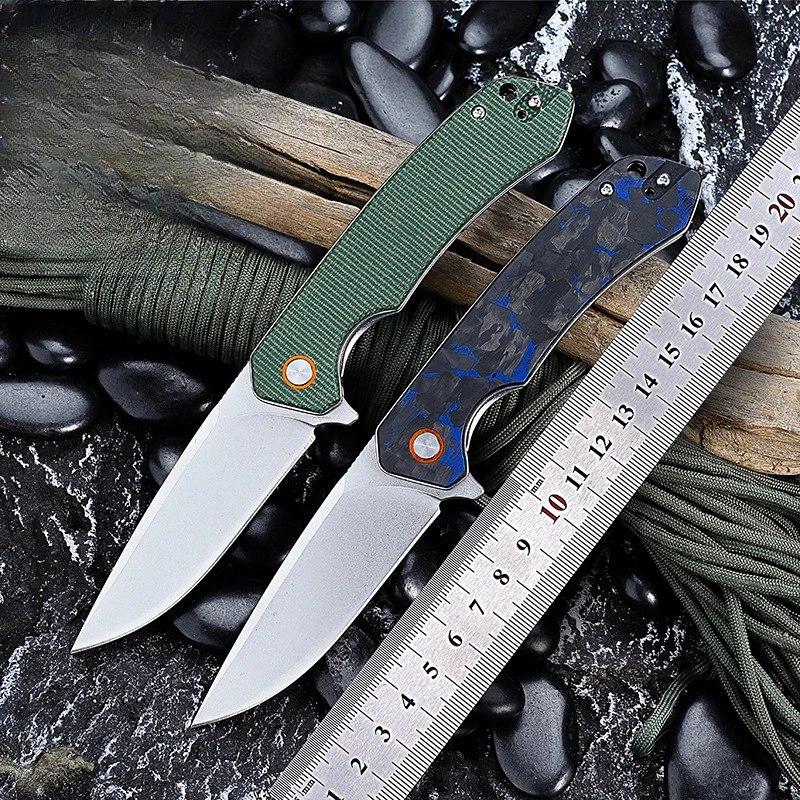 

Folding Knife Carbon fiber/flax Handle D2 Blade Knife Military Tactical Knives Survival Hunting Self Defense Pocket Jackknife