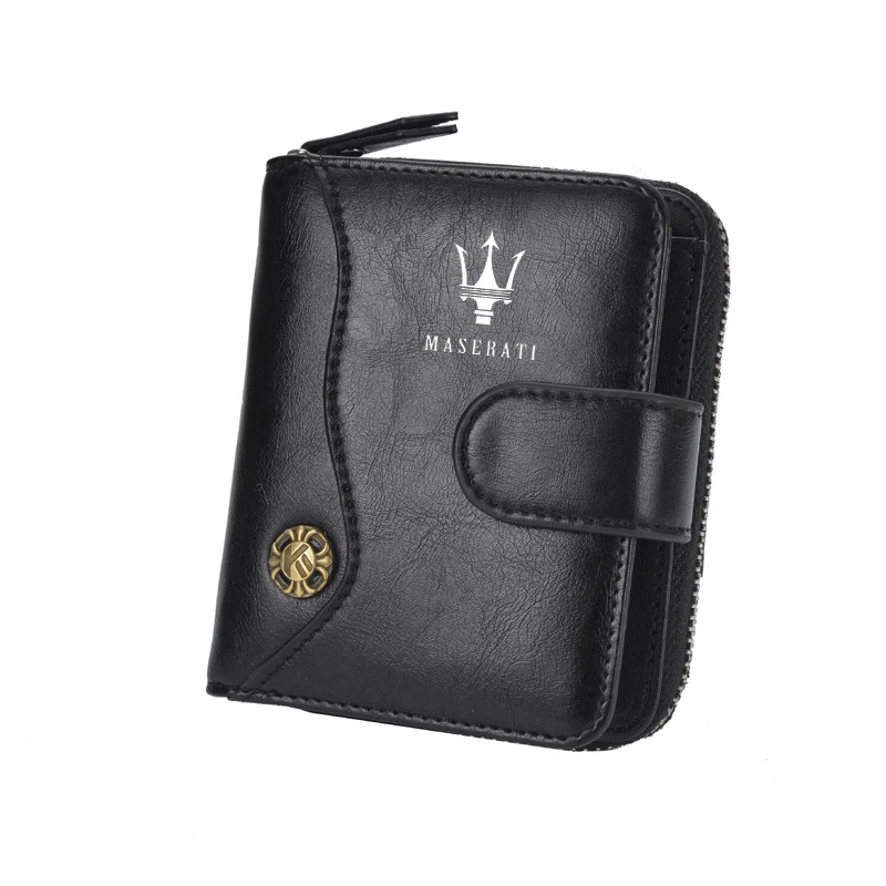 Vintage Tower Buckle Wallet Wallet Bank Card Coin Purse For Maserati Quattroporte Spyder Levante Coupe GranTurismo Accessories