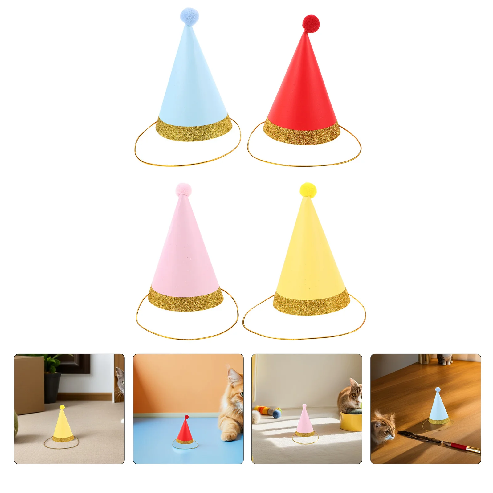 

16Pcs Pet Birthday Hats Colorful Hats for Dogs Cats Happy Birthday Accessories Festive Celebration Costume