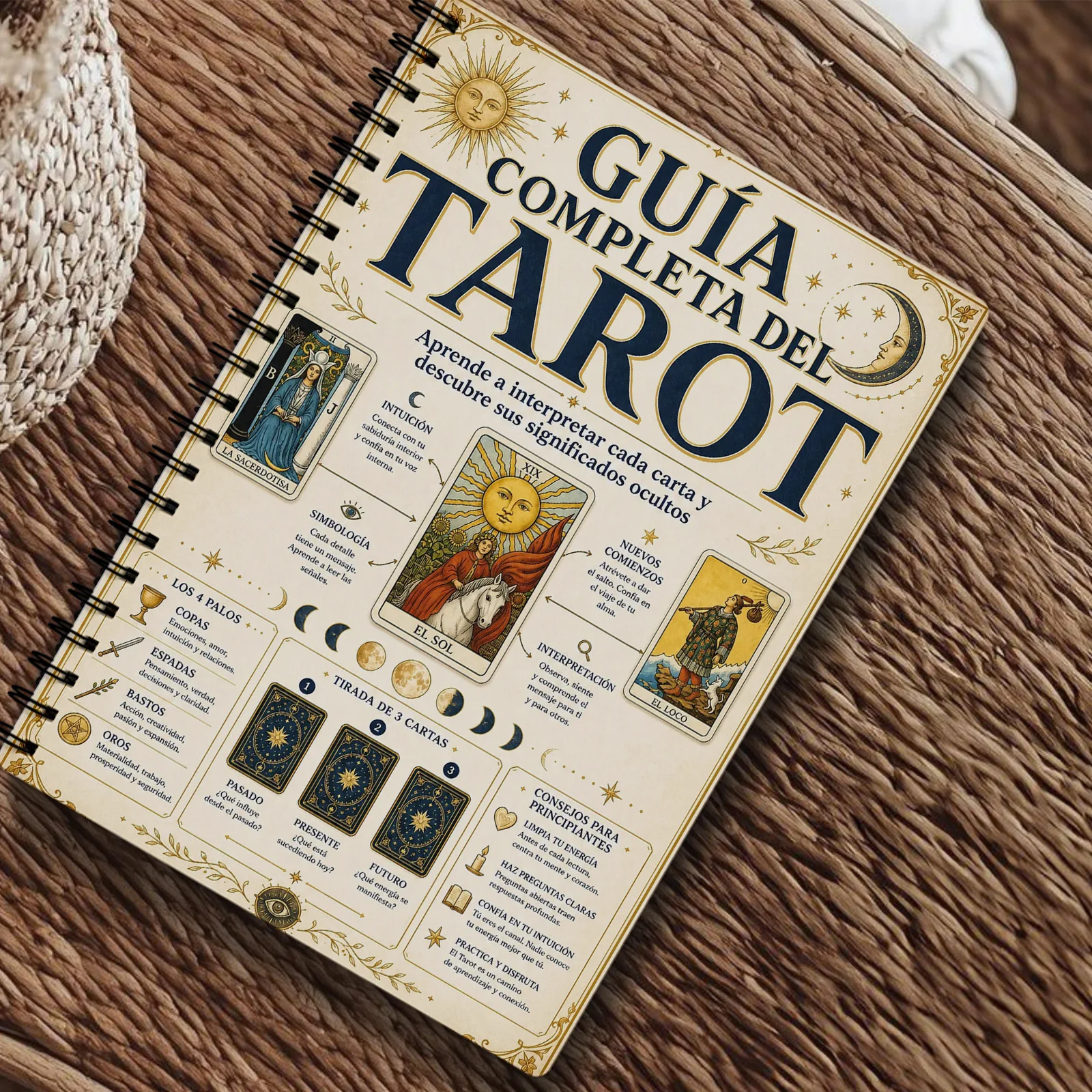 Spanish Edition A5 Ancient Grimoire Codex Clipbook, Legend Card Guide for Witchcraft Astrology Crystal Lovers