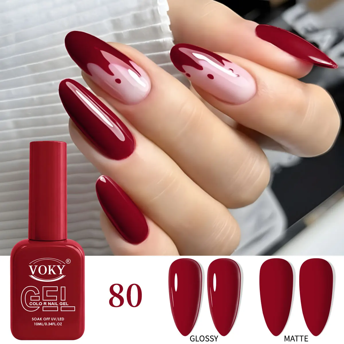 1PC Luxurious Vintage Burgundy Solid Color Nail Gel, offering both glossy and matte high-end finishes, 21-day non-peeling, non-fading, long-lasting UV gel, with a deep warm tone, perfect for brightening both warm and cool skin tones
