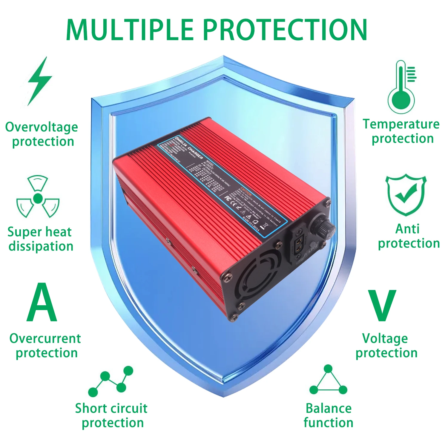 24V 10A Convertible Connector Lead Acid Battery Charger For 2 strings 27.6V Smart Charging  High-Capacity Batteries Fan cooling