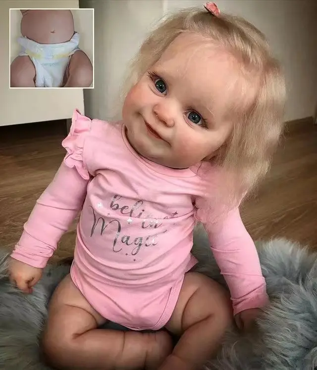 NPK 50CM Lifelike Full Body Maddie Soft Silicone Vinyl Reborn Doll Hand-Detailed Painting with Visible Veins 3D Skin Tone