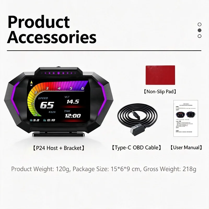 Car HUD Head Up Display OBD GPS Speedometer Vehicle Digital Meter Fuel Consumption Gauge With Slope Display