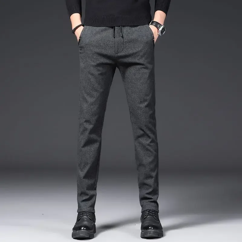 男性用カジュアルスポーツスーツパンツ、男性用ビジネスストレートブレザーパンツ、多用途スリムフィットアンクル丈クロップドトラウザーズ