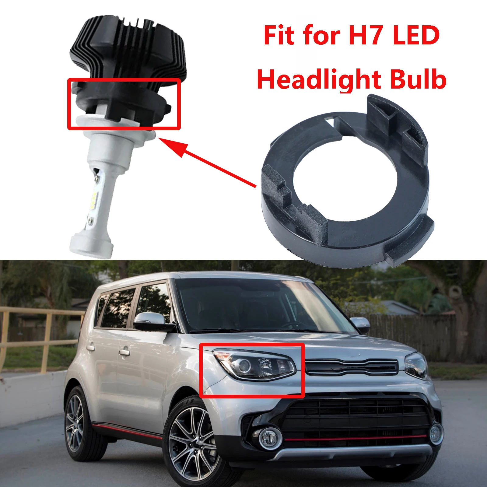 2Pcs For KIA Sedona Carnival Soul Rondo 7 Carens H7 Car LED Headlight Bulb Base Adapter Retainer Headlamp Socket Holder Clip