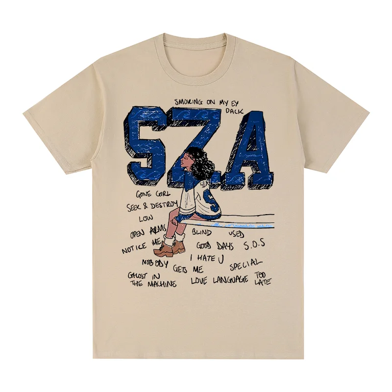 SZA Vintage t-shirt Rapper CTRL X SOS Album Gift Idea Clothes Hip Hop Harajuku Cotton Men T shirt New TEE TSHIRT Womens tops