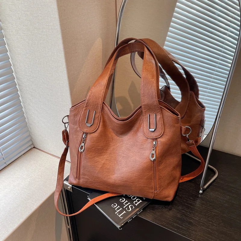 

Женская простая элегантная сумка-тоут в стиле ретро — европейский и американский дизайн, большая вместимость, универсальная для мам среднего возраста, на все случаи жизни