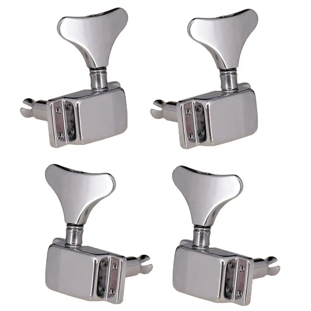 4 Pieces 2R2L Bass Tuning Pegs Machine Head for Electric Bass Accessory, Silver